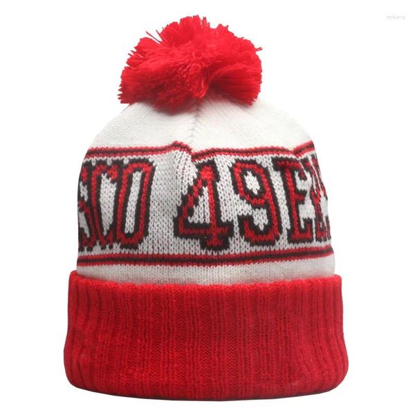 Berretti Berretto della squadra di calcio con logo Cappelli lavorati a maglia Berretto elegante con risvolto invernale Tocco alla moda per tifosi sportivi