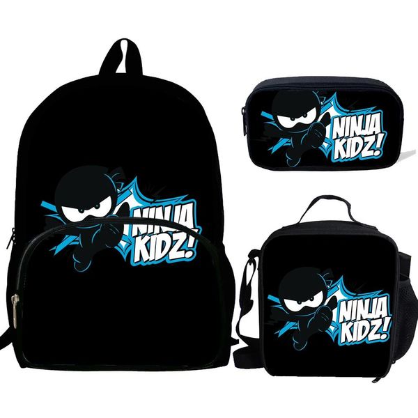 Bolsas 3pcs/set backpack Ninja Kidz Backpack Bags de ombro 3D Bolsa de bolsa de escola Mochilas Mochila estudante