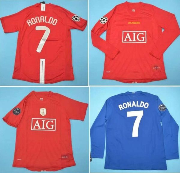 Top 2008 Manchester FINAL MOSCOW RONALDO Retro-Trikots Classic Vintage 08 09 SCHOLES VIDIC Fußballtrikot ROONEY Fußballtrikots Utd Maillot De jerseey 8812ess