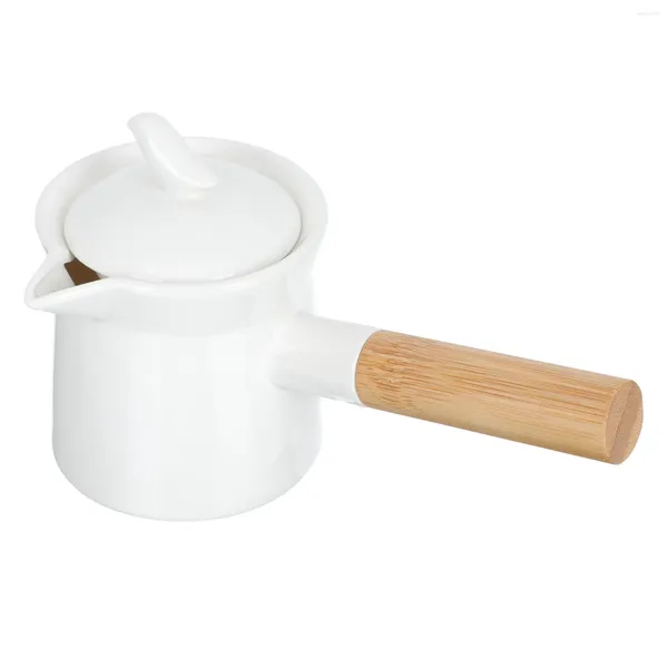 Louça conjuntos de leite jarro recipiente chá fazendo pote esmalte bule de madeira estilo japonês suporte de café