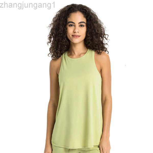 Desginer Aloyoga Yoga Al T-shirt Nuovo vestito da donna Sensazione di nudo Cura della pelle Cravatta senza maniche Canotta Sciolto e traspirante Copertura sportiva da corsa