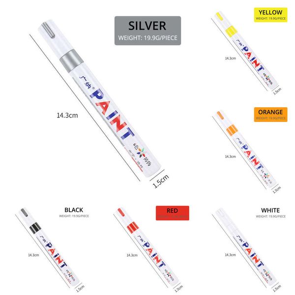 Araba yükseltmesi 1 adet beyaz su geçirmez araçlar tekerlek lastik yağlı işaret kalem otomatik lastik boya kalem cd metal kalıcı boya işaretleyici grafiti rötuş