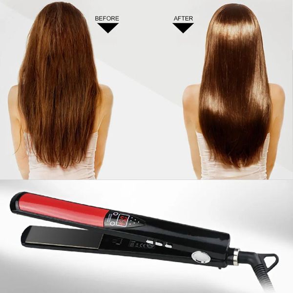 Alisadores Novo Pro Alisador de Cabelo 1 polegada Titânio / Cerâmica Infravermelho Flat Iron Alisador Ferros Styling Ferramenta LED Display Digital Cabelo Str