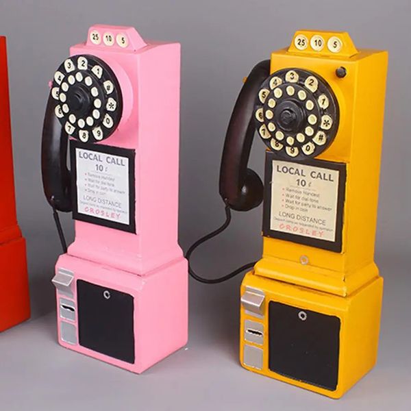 Wohnkultur Vintage Telefon Modell Wandbehang Kunsthandwerk Ornamente Retro Wohnmöbel Figuren Telefon Miniatur Dekoration Geschenk 231225