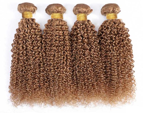 Loira Kinky Curly Hair Bundles 27 Brown Remy Hair 34 Kinky Curl Extensões de Cabelo Humano Brasileiro Loiro Weaving3819031