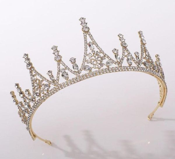 Oro e argento Colore stile barocco Brillante cristallo Tiara e corone de Noiva Royal Princess diadema Accessori per capelli da sposa16316318