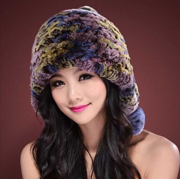 Frauen Pelzmütze Für Winter Natürliche Rex Kappe Russische Weibliche Pelz Kopfbedeckungen Marke Neue Mode Warme Mützen Caps ohr warm3029869
