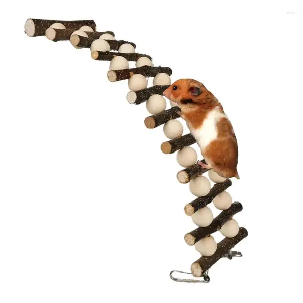 Outros suprimentos de pássaros Madeira Hamster Escada Pequena Ponte Animal Escalada Mastigar Brinquedo para Anão Síria Cobaia Rato Hedgehog Pet Gaiola Acessórios