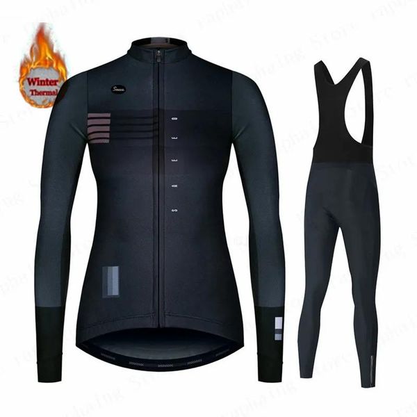 Conjuntos de camisa de ciclismo feminino roupas de ciclismo espanha equipe inverno velo manga longa conjunto camisa de ciclismo mtb feminino lã térmica bicicleta