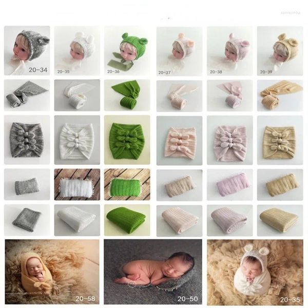 Cobertores do bebê cem dias pogal prop chapéu nascido arco envoltório pano cobertor filme estúdio forma bonito lã cinco peças conjunto