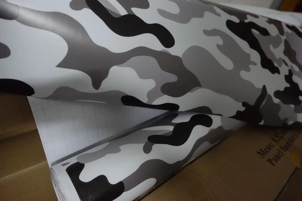 Aufkleber Schwarz Weiß CAMO Graffiti Camouflage Vinyl Wrap Sheet Stickerbomb Arctic Camo Aufkleber mit Luftablass für Autofolierung Fahrzeugfolierung 1