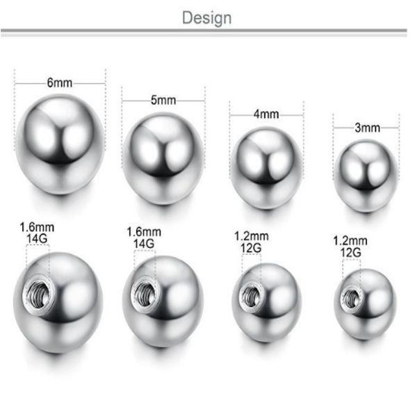 Vite a sfera semplice Perno per orecchio Barra per labbra Sopracciglio Lingua Ombelico Anello Perlina Accessorio per sfera 2mm 25mm 3mm Ferro di cavallo Acciaio inossidabile3674186