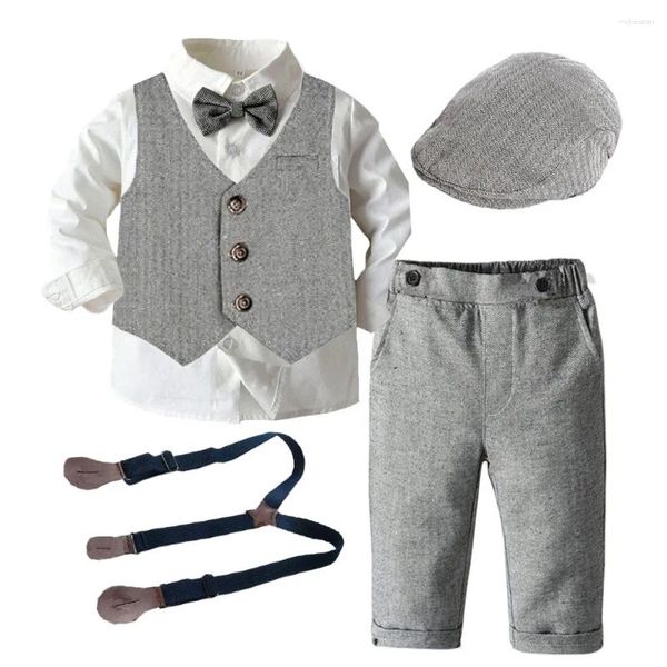 Kleidungssets für Kinder, Jungen, formelle Hochzeit, Boutique-Set für Kinder, hübscher fester Anzug, klassisches Hemd, Kleinkind-Gentleman-Kleidung für 1, 2, 3, 4, 5 Jahre