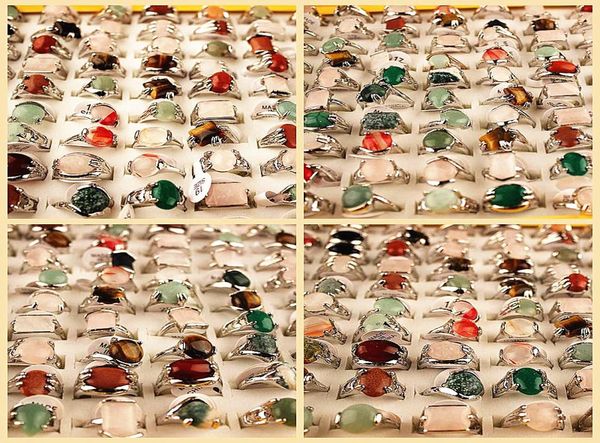 Todo 100pcsbox estilos mistos variados anéis de pedra para mulheres joias da moda anel feminino com caixa de exibição 1626824