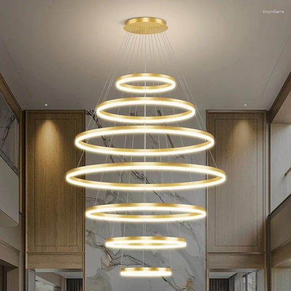Kolye lambaları Modern Merdiven Avize Işıkları İç Mekan Aydınlatma Tavan Lambası Asma Işık Oturma Odası için Led Avizeler Lightin