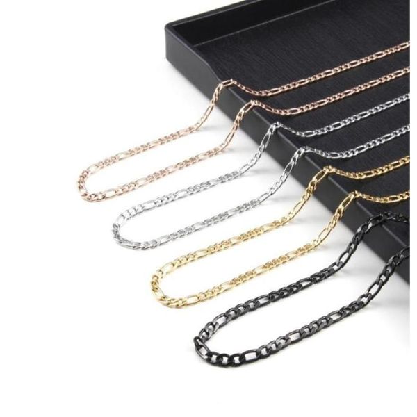 Ketten Edelstahl Basis Curb Cuban Link Kette Halskette für Frauen Männer Figaro Rose Gold Sier Solid Metal Schmuck Geschenke Drop Delive Dhmrf