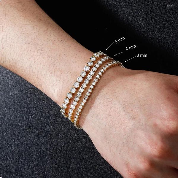 Gliederarmbänder aus reinem Silber, 15–21 cm, Tennis-Armband, Schmuckpflaster, 3 mm/4 mm, glitzernde CZ-Goldfarbe, ewiges Geschenk für Ehefrau, atemberaubender 925-Schmuck