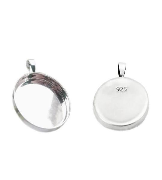 Beadsnice vassoi per pendenti in argento sterling 925 supporti cabochon adatti per pietre rotonde con retro piatto da 254 mm po grezzi pendenti per gioielli 4352158