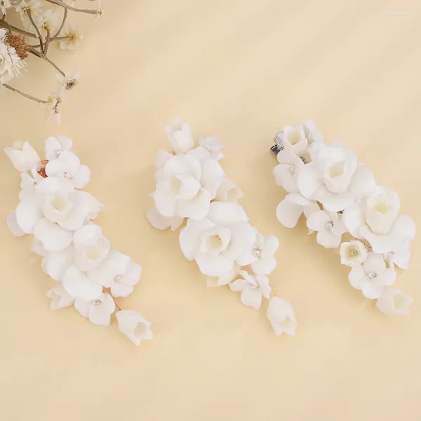 Kopfschmuck Mode Gold Keramik Blume Braut Tiara Perle Hochzeit Kopf Schmuck Für Frauen Handgemachte Braut Haar Zubehör Clip