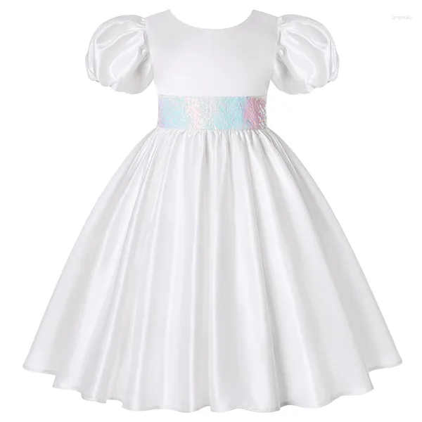 Abiti per ragazze Moda Paillettes Ragazze vestono Dolce Grande fiocco Piccola principessa Festa di Natale Regalo di compleanno 2-10 anni Abbigliamento per bambini 2024