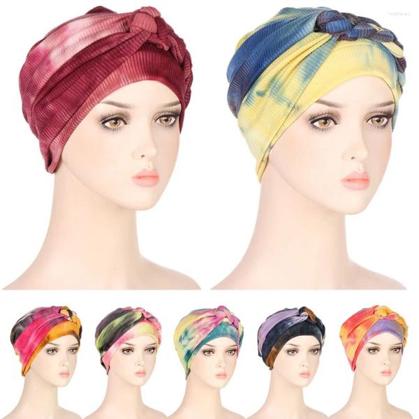 Roupas étnicas 2023 na moda trança turbantes para mulheres plissado turbante boné muçulmano hijab headwear bonnet quimio chapéu senhoras acessórios de cabelo Índia