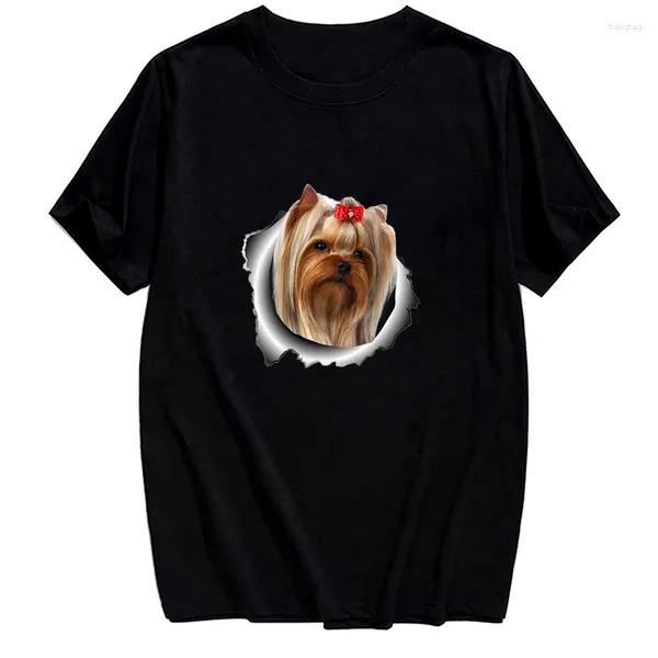 Erkek Tişörtleri Pet Köpek Yorkshire Terrier Pamuk T-Shirt Moda Markaları Yaz Kısa Kollu Tee Harajuku Komik Erkek Kadın Günlük Tops