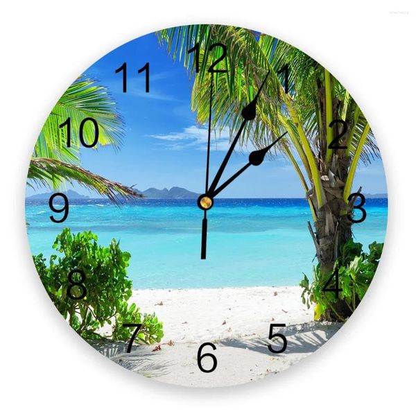 Orologi da parete Sunny Island Beach Scenery Orologio 3D Design moderno Breve soggiorno Decorazione Cucina Art Watch Home Decor