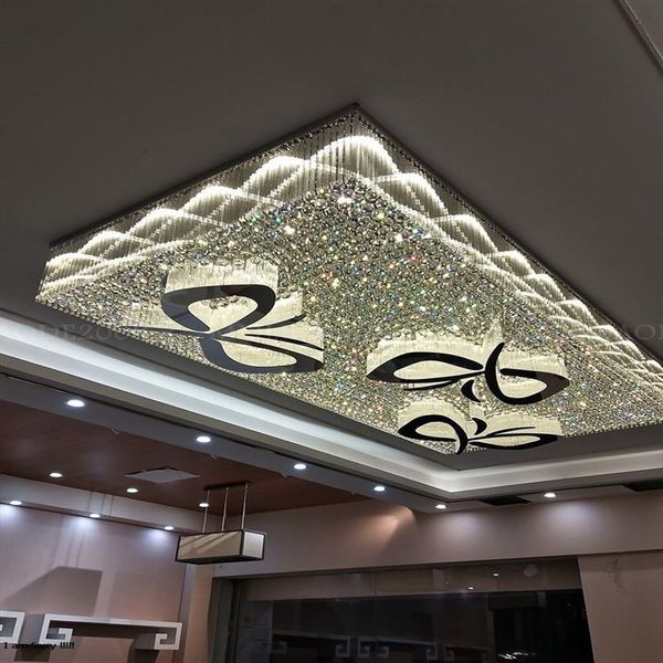 Personalizado led cristal grande lustre el lobby luzes de teto jóias loja lâmpadas villas sala estar restaurante banquete hall proj318v