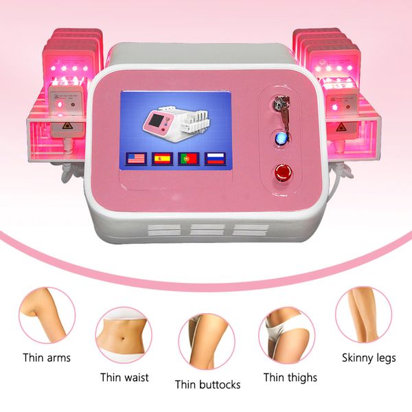 Nova tecnologia laser de diodo 208pcs lâmpadas lipolaser corpo gordura jateamento emagrecimento instrumento lipolítico 12 pás para coxa cintura desbaste levantamento de bunda