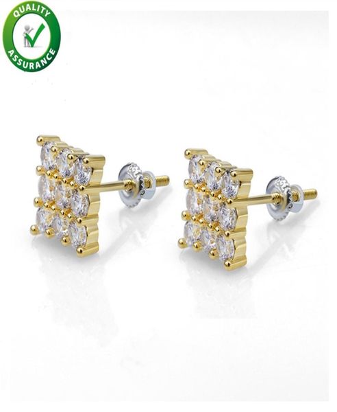 Brincos de desenhista Hip Hop Jóias Mens Vara Luxo Cúbico Zircônia Diamante Brincos Ouro Prata Estilo Encantos Homens Mulheres Moda Rapper Love Wedding9212452