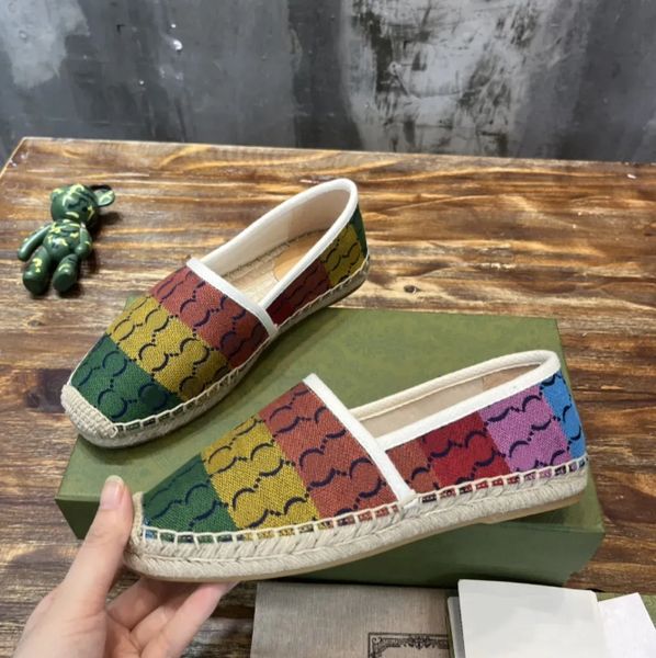 Donne Matelasse Canvas Espadrille Double Fisherman Scarpe Designer Erba in pelle G Leather Fashion Loafer Scarpe dimensioni 35-41