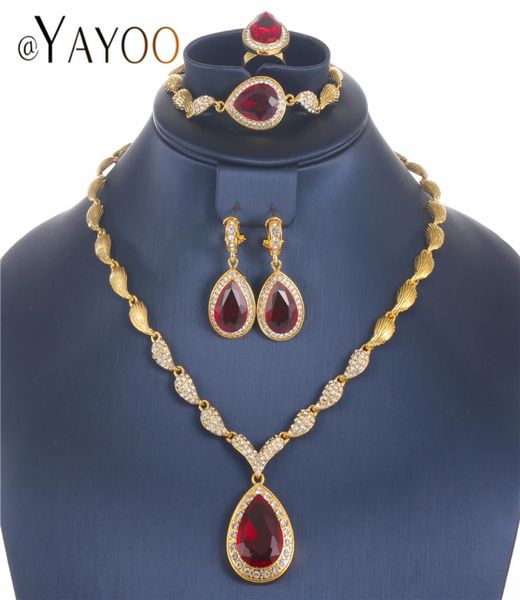 Set di gioielli con perline africane Set di orecchini di cristallo imitazione colore oro per le donne Set di gioielli da sposa Dubai6905561