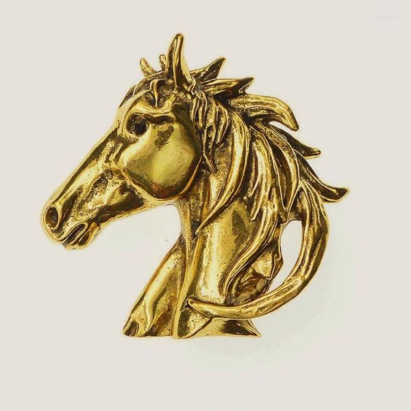 Broches vintage moda cabeça de cavalo broche masculino e feminino corpete versátil alfinetes de animais