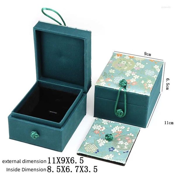Bolsas de jóias floral pingente caixa de presente luxo nó chinês brocado de seda casos de jóias mulheres caixas de armazenamento decorativas