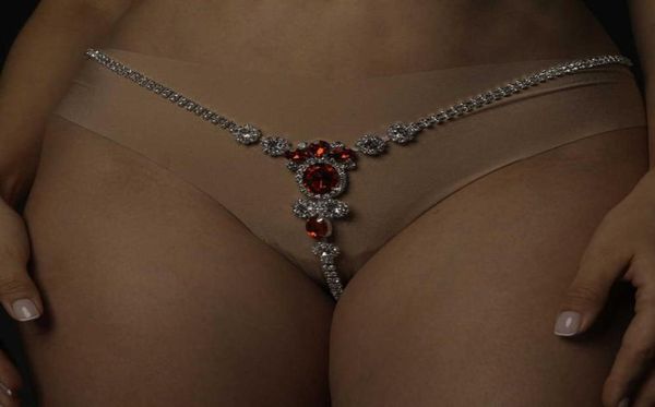 Stonefans strass cristal tanga mulher biquinis calcinha bling jóias sexy cintura contas barriga prata roupa interior corpo corrente presente p082495408