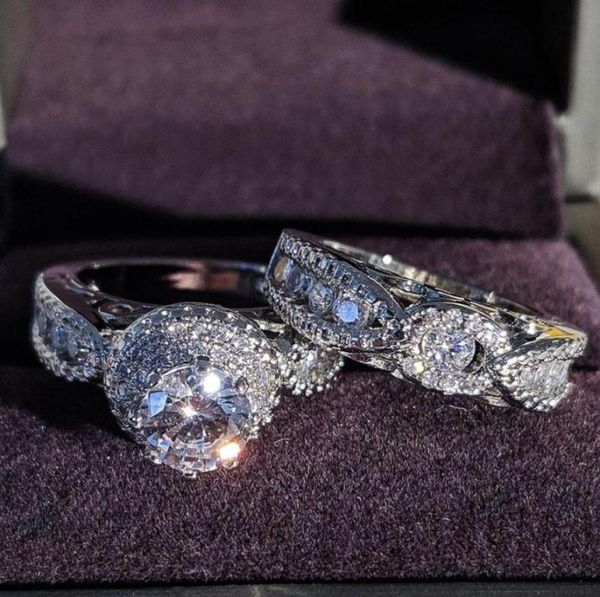 Anéis de cluster 2021 luxo 925 prata esterlina anel de casamento conjunto para mulheres senhora aniversário presente gota preto sexta-feira r50802240290