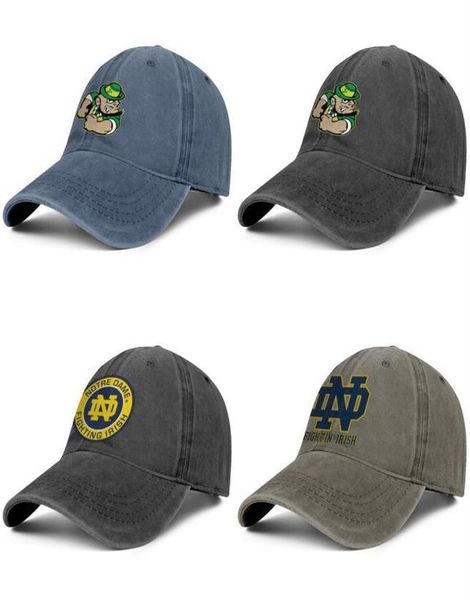 Notre Dame Fighting logotipo do futebol irlandês unissex denim boné de beisebol esportes de golfe personalizado chapéus exclusivos logotipo redondo 23034657515