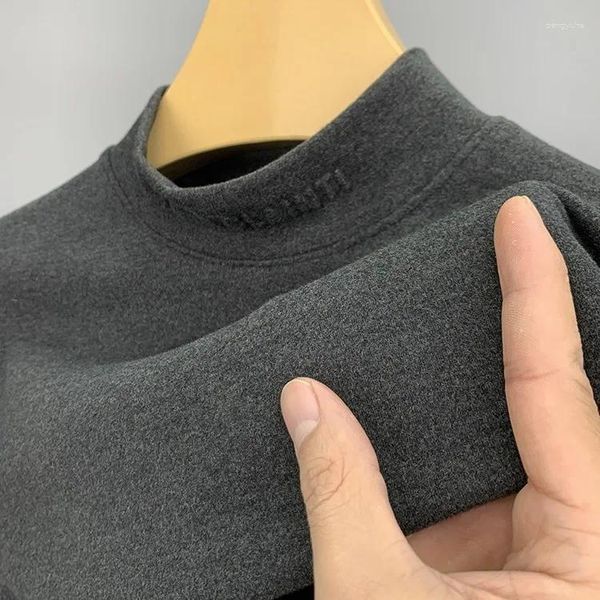 Homens camisetas Browon Roupas de Inverno Homens 2023 Outono Sólido Manga Longa T-shirt Casual Quente Turtleneck Dralon Macio Confortável