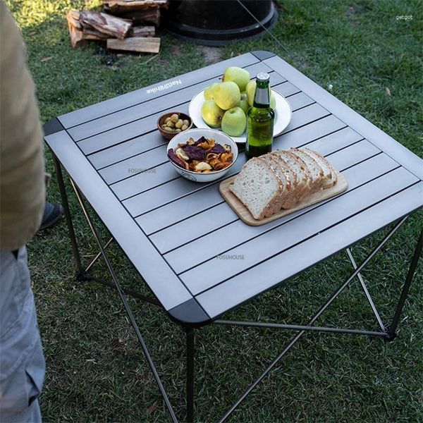 Móveis de acampamento ao ar livre mesa dobrável portátil mesas de acampamento piquenique liga alumínio leve quadrado pequena mesa jardim