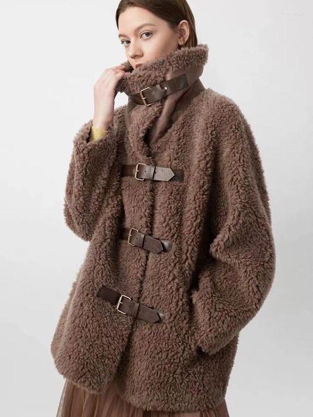 Damesbontjas voor dames Winter 2023 Koreaanse mode losse stijl wolmix jassen dikke warme kleding luxe