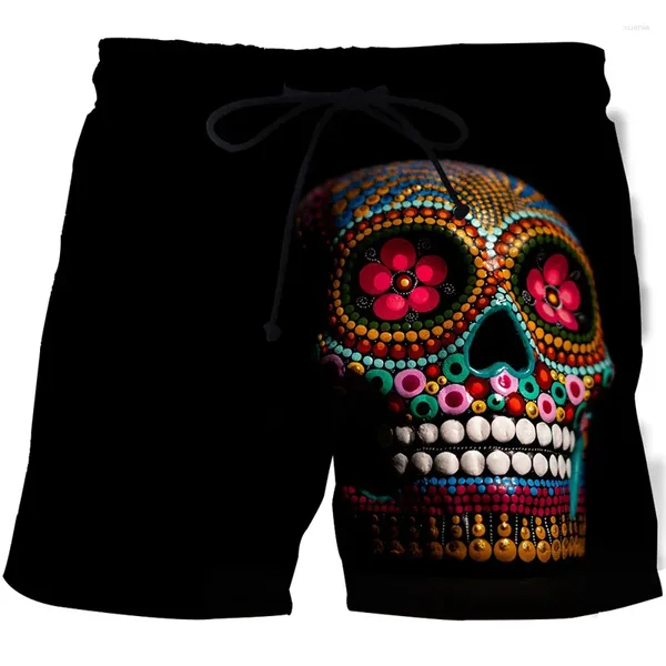 Männer Shorts Sommer Strand Männer 3D Druck Blume Schädel Bord Kurze Sport Gym Badehose Schnell Trocken Badeanzug Homme 2023 ropa Hombre Hosen