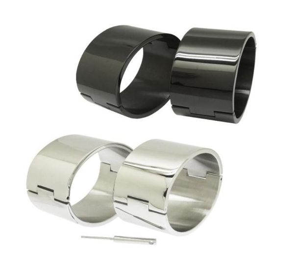 Bangle polido escovado prata preto 100 aço inoxidável pulso tornozelo punhos lockable escravo pulseiras jóias89606175438262