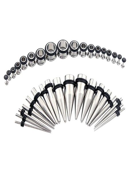 Calibro per perni 36 pezzi set conici in acciaio 316l e tunnel Kit per allungamento dell'orecchio Gioielli per il corpo6144792