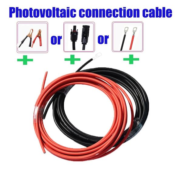 Acessórios 1 par de cabo fotovoltaico cabo de extensão painel solar conector pv 3m 14awg (2.5mm2) cabo de conexão fotovoltaica