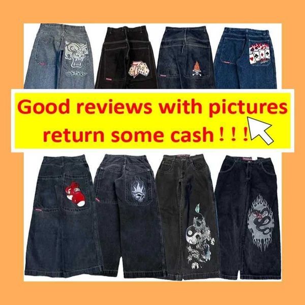 Jnco Y2K Streetwear Hip Hop -Boxhandschuhe Grafikdruck Baggy Black Hosen Männer Frauen Harajuku Gothic Widehose A2