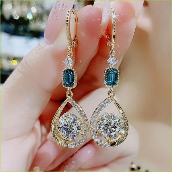 Trendy Kristall Quaste Tropfen Ohrringe Für Frauen Temperament Elegante Opal Blatt Ohrring Braut Hochzeit Schmuck Großhandel 231226