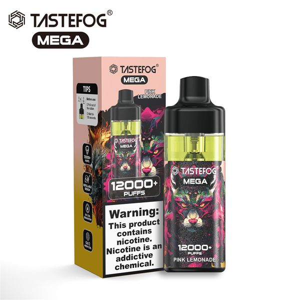 Tastefog puff 12k Mega Disposable Vape Pen Испаритель Puff 12000 Электронная сигарета 15 мл Многоразовый контейнер 2% 12 вкусов Оптовая цена