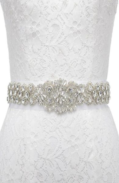 Cintos Flor Design Cristal Strass Applique Ferro Na Fita Cinto De Noiva Vestido De Noite SashBelts8223701