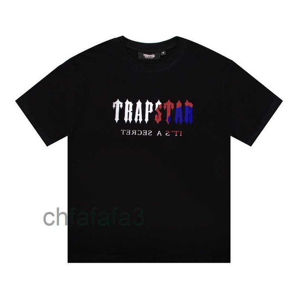 Homens camisetas Trapstar Camiseta Designer Camisas Imprimir Carta Luxo 2023 Verão Esportes Moda Algodão Cordão Top Manga Curta Casual If1t0726 TY6V