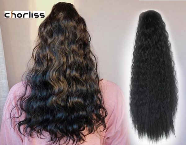 Perucas sintéticas ondulado longo rabo de cavalo clipe no cabelo peruca kinky encaracolado cordão pônei cauda fack5011534